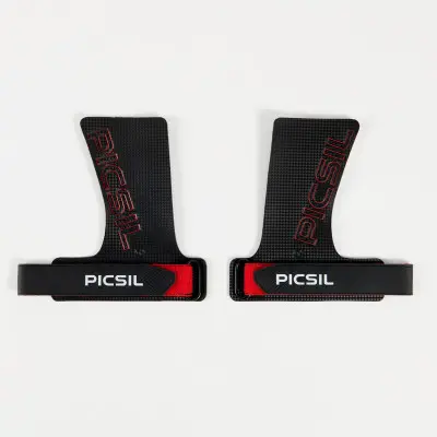 Par de calleras sin agujeros, RX Grips, color negro con detalles naranjas | Marca: Picsil | Disponible en: Nutrieliteshop