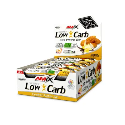 Low-Carb 33% Protein Bar Vainilla Almendra 15*60g | Amix Nutrición | Disponible en Nutrieliteshop